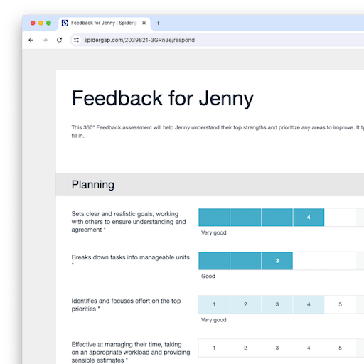 A customized feedback questionnaire